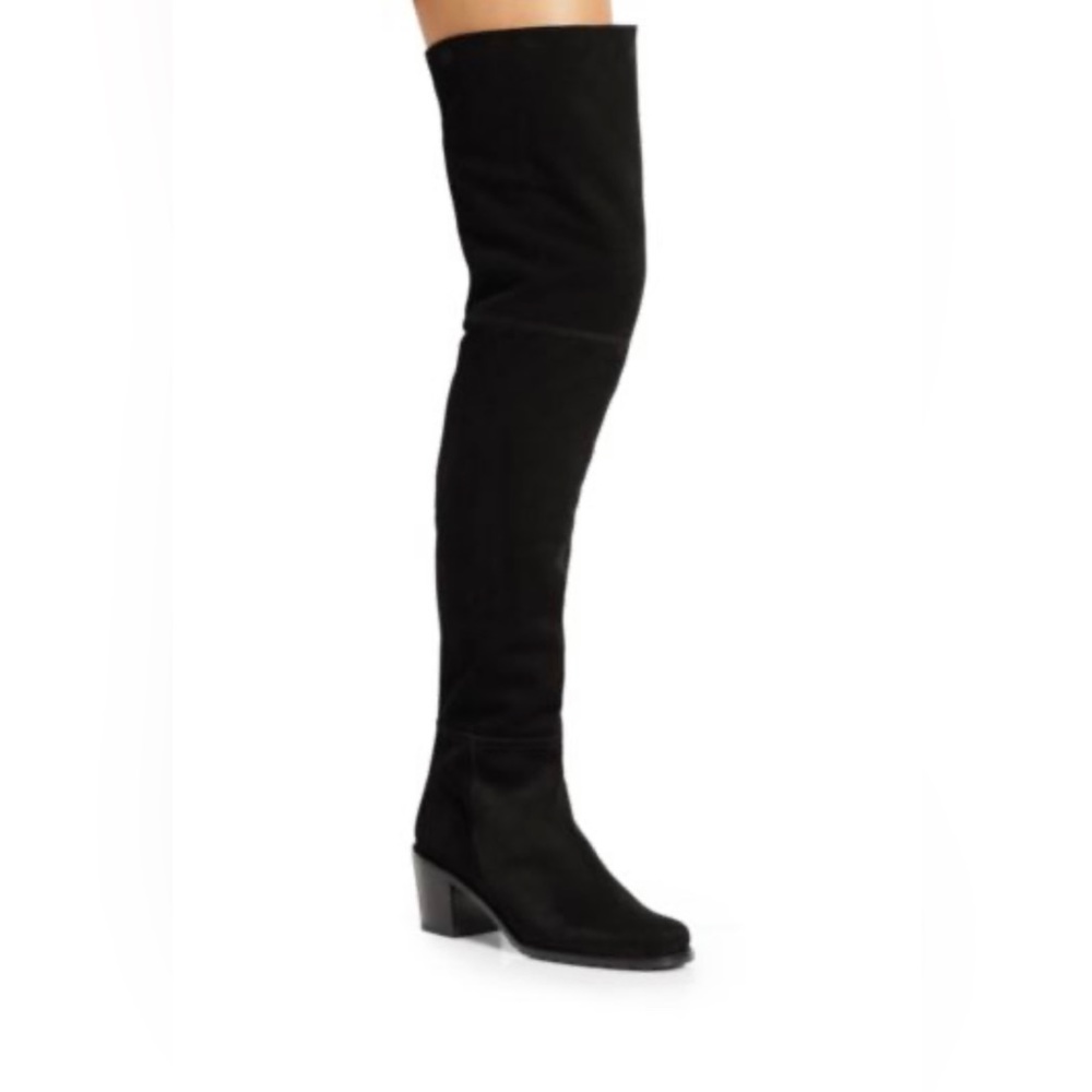 Stuart Weitzman Hitest Black Suede Over-The-Knee Boots